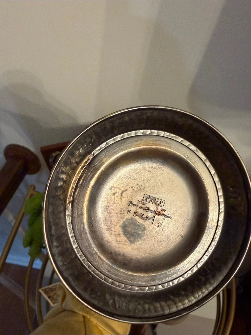 Vintage Bernard Rice’s Sons Apollo EPNS Silver Plate Hammered Cocktail Shaker